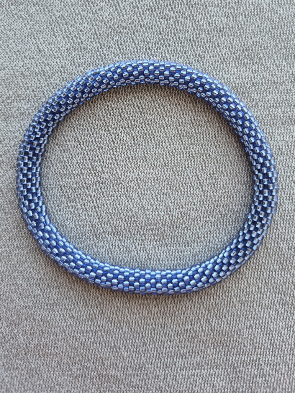 Handwoven Blue Bead Bracelet - Elegant Stretch Bracelet